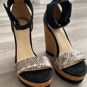 Jimmy Choo Neston leather and snakeskin wedge 7